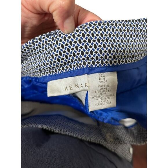 Kenar Royal Blue White Patterned Ankle Business Pants Size 4 - Picture 5 of 13
